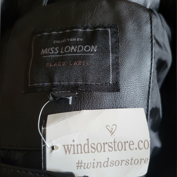 Miss London Black Leather Jacket with Copper Details Size M - Picture 12 of 15